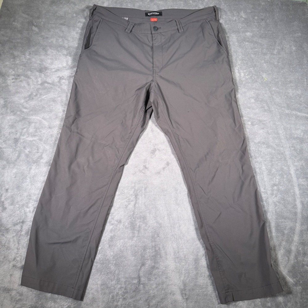 Bluffworks Ascender Regular Fit Chino Pants Mens 38x30 Grey Polyester Travel
